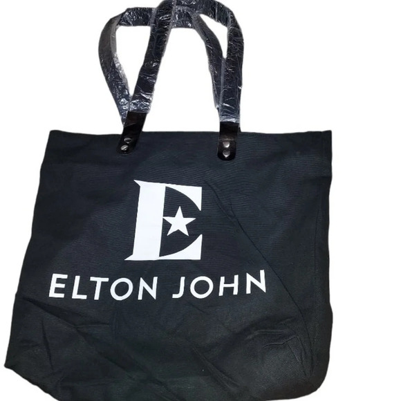 Elton John Handbags - Elton John canvas black tote bag